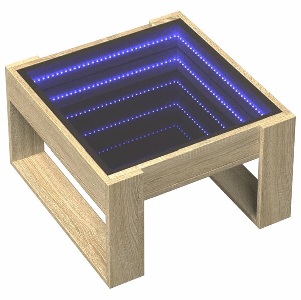 Sonoma tölgy végtelen hatású LED-es dohányzóasztal 50x53x30 cm