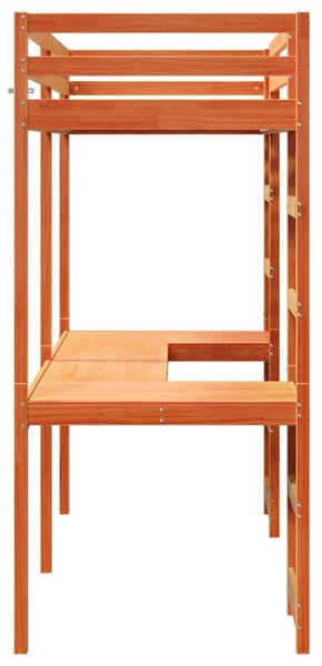 Viaszbarna tömör fenyő galériaágy-keret matrac nélkül 75x190 cm