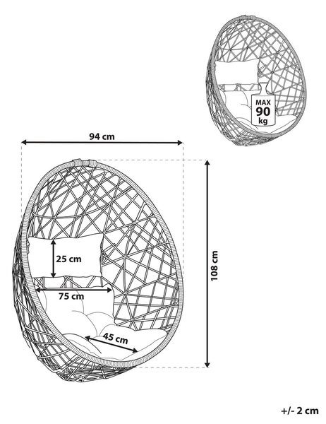 Függőfotel ALATRI PE Rattan Fekete