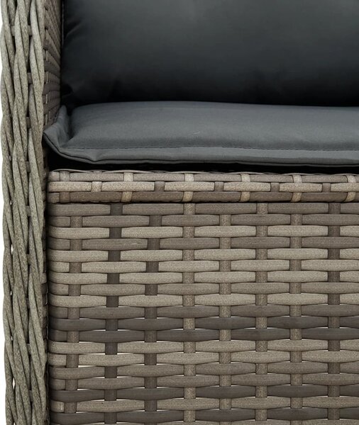 Szürke polyrattan kerti sarokkanapé párnával