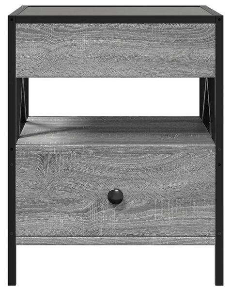 VidaXL szürke sonoma végtelen hatású LED-es éjjeliszekrény 40x40x51 cm