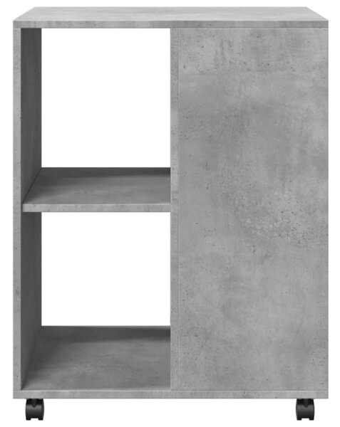 Betonszürke szerelt fa kisasztal kerekekkel 55 x 60 x 78 cm