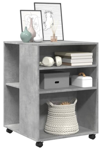 Betonszürke szerelt fa kisasztal kerekekkel 55 x 60 x 78 cm
