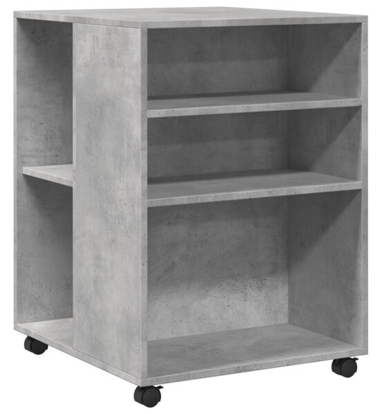 Betonszürke szerelt fa kisasztal kerekekkel 55 x 60 x 78 cm