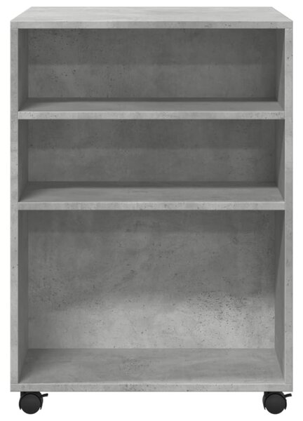 Betonszürke szerelt fa kisasztal kerekekkel 55 x 60 x 78 cm