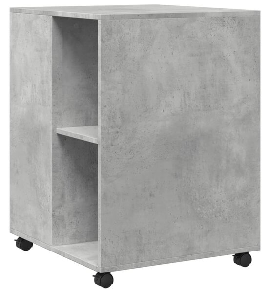 Betonszürke szerelt fa kisasztal kerekekkel 55 x 60 x 78 cm