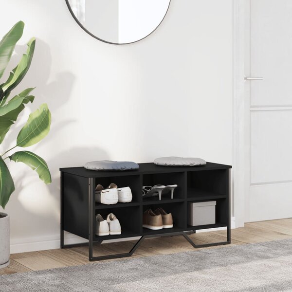 Fekete szerelt fa cipőszekrény 90 x 38 x 45,5 cm