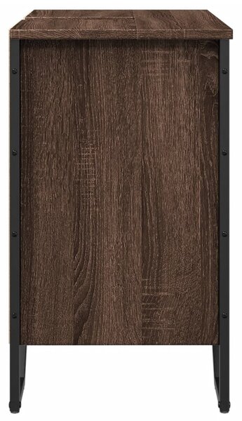 Barna tölgy szerelt fa fürdőszobai mosdószekrény 60x35x60 cm