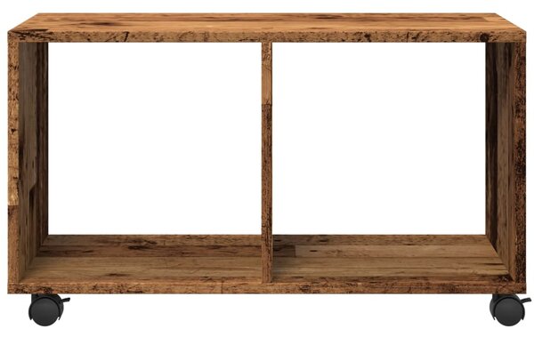 Antik fa színű szerelt fa görgős szekrény 72 x 33 x 42,5 cm