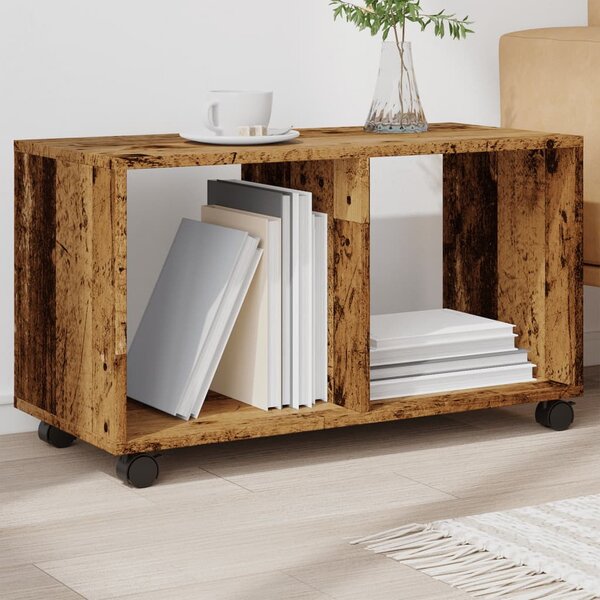 Antik fa színű szerelt fa görgős szekrény 72 x 33 x 42,5 cm