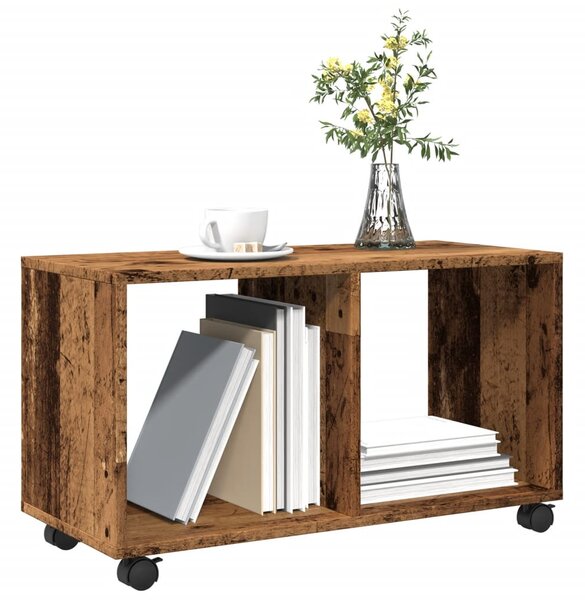 Antik fa színű szerelt fa görgős szekrény 72 x 33 x 42,5 cm