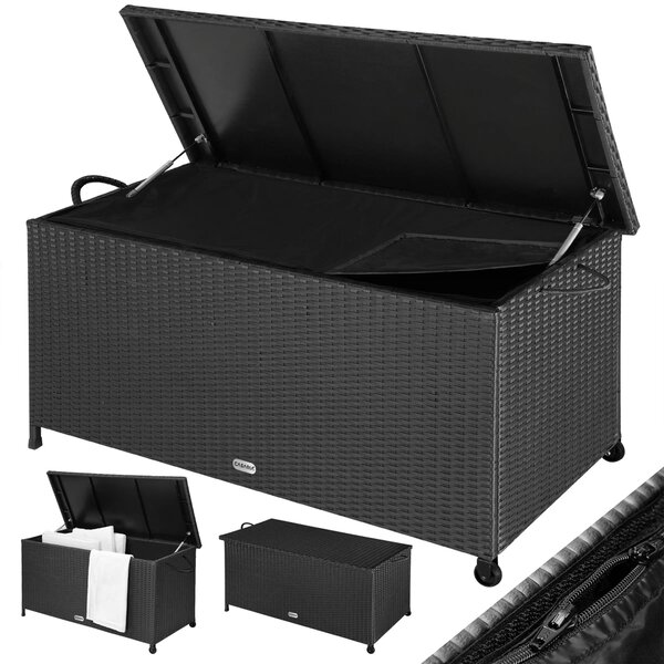 RICCO polyrattan tárolódoboz, 117 x 53 x 60cm, fekete Casaria