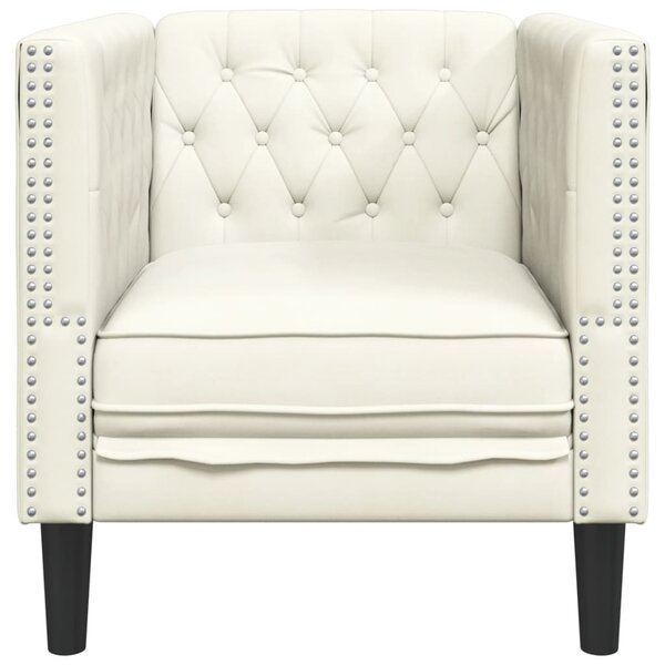 Krémszínű bársony Chesterfield kanapéfotel