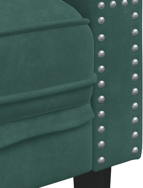 Sötétzöld bársony Chesterfield kanapéfotel
