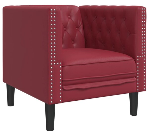 Bordó műbőr Chesterfield kanapéfotel