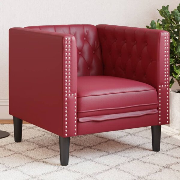 Bordó műbőr Chesterfield kanapéfotel