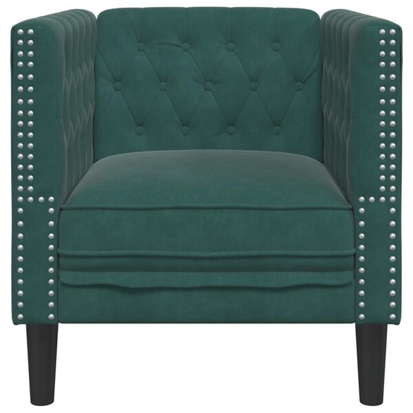 Sötétzöld bársony Chesterfield kanapéfotel