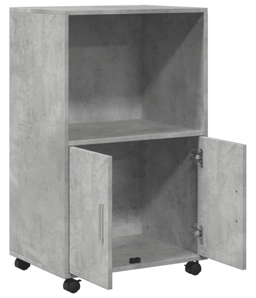 Betonszürke szerelt fa kerekes szekrény 55 x 40 x 91 cm