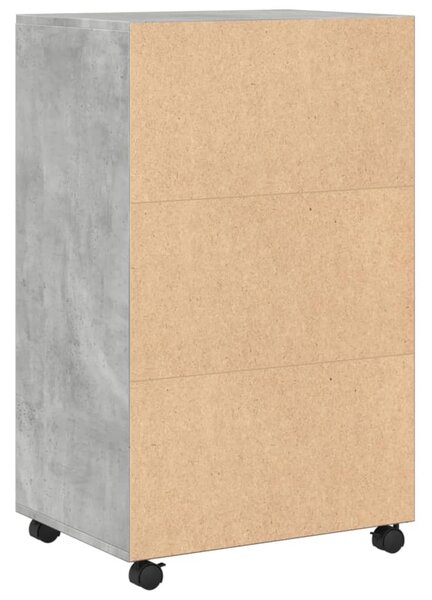 Betonszürke szerelt fa kerekes szekrény 55 x 40 x 91 cm