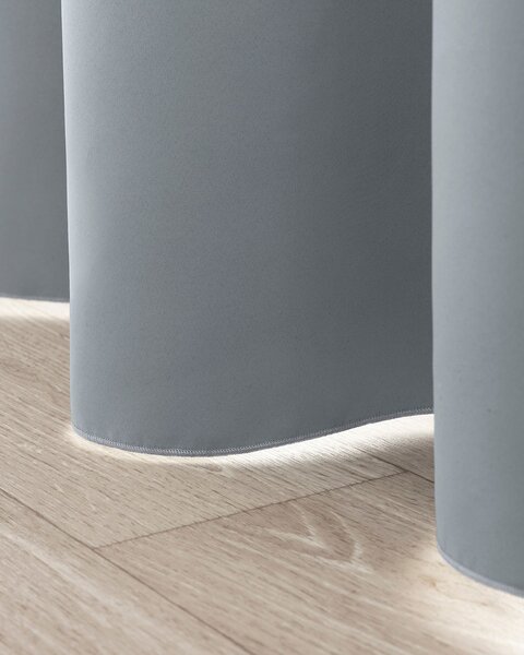 Sötétítő függöny fodros szalaggal, galambszürke, 140 x 280 cm, 1 db