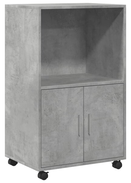 Betonszürke szerelt fa kerekes szekrény 55 x 40 x 91 cm