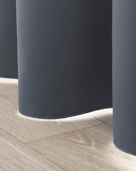 Sötétítő függöny fodros szalaggal, grafitszürke, 140 x 280 cm, 1 db
