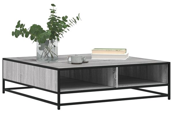 Szürke sonoma szerelt fa és fém dohányzóasztal 100 x 100 x 30cm