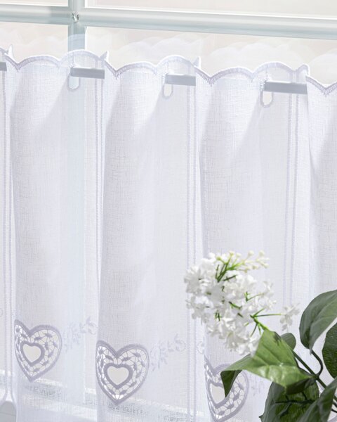 Jacquard szív mintás vitrázsfüggöny 40 cm magas méteráru