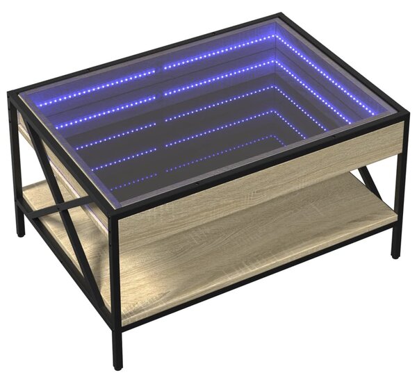 Sonoma tölgy végtelen hatású LED-es dohányzóasztal 70x50x38 cm
