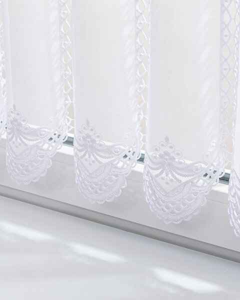 Hímzett Ornate vitrázsfüggöny 40 cm magas méteráru