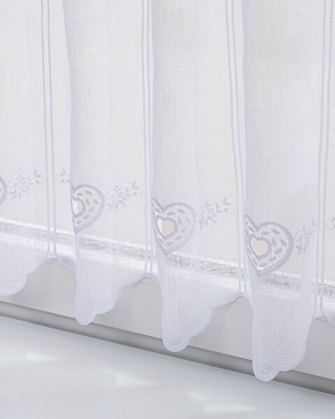 Jacquard szív mintás vitrázsfüggöny 70 cm magas méteráru