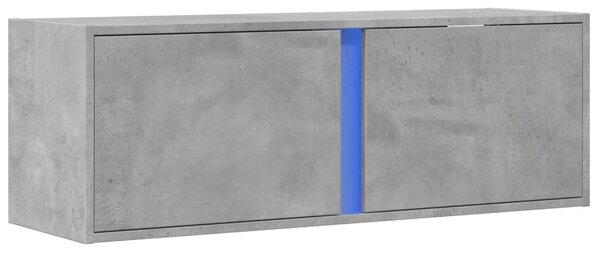 Betonszürke falra szerelhető TV-szekrény LED-del 100x31x35 cm