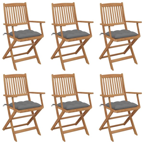 VidaXL 6 db összecsukható tömör akácfa kerti szék párnával