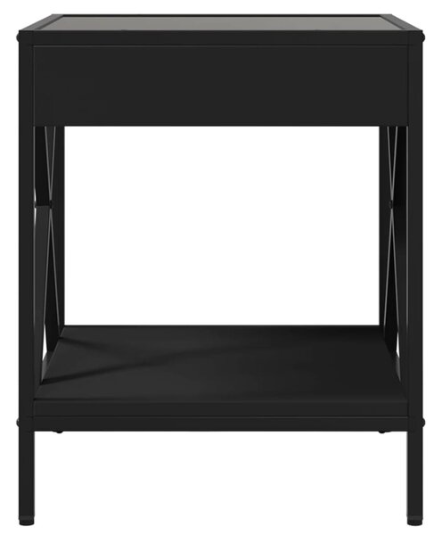 Fekete végtelen hatású LED-es dohányzóasztal 40 x 40 x 49 cm