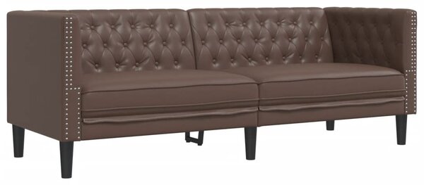 2 részes barna műbőr Chesterfield kanapégarnitúra