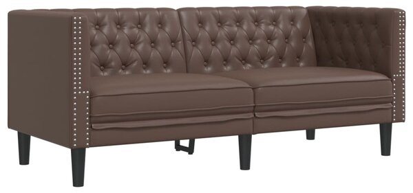 2 részes barna műbőr Chesterfield kanapégarnitúra