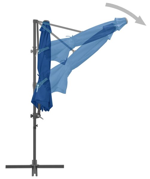 Azúrkék konzolos napernyő acélrúddal 300 cm