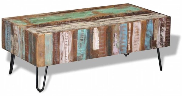 Tömör újrahasznosított fa dohányzóasztal 100 x 50 x 38 cm
