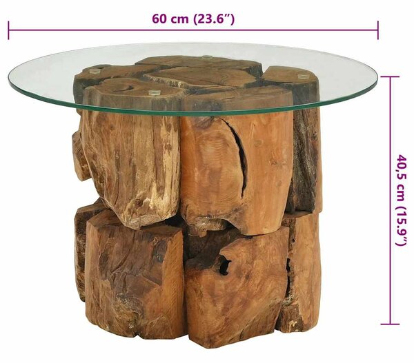 Tömör tíkfa uszadék dohányzóasztal 60 cm