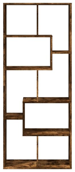Füstös tölgy szerelt fa elválasztó könyvespolc 67x25x161,5 cm