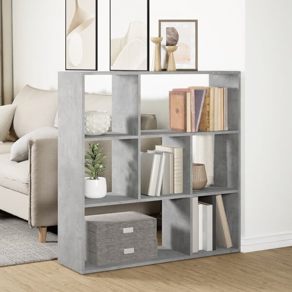 Betonszürke szerelt fa elválasztó könyvespolc 102x29x103,5 cm