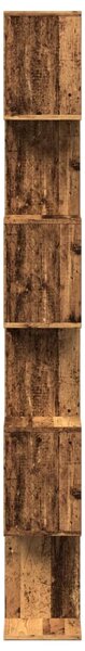 6 szintes antik fa színű fa elválasztó könyvespolc 70x24x193 cm