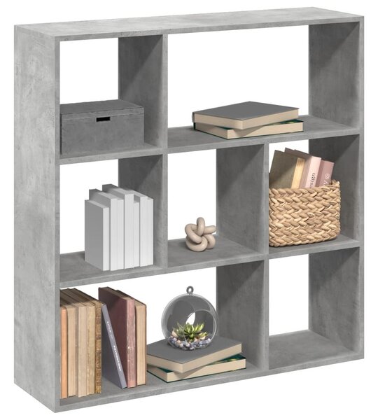 Betonszürke szerelt fa elválasztó könyvespolc 102x29x103,5 cm