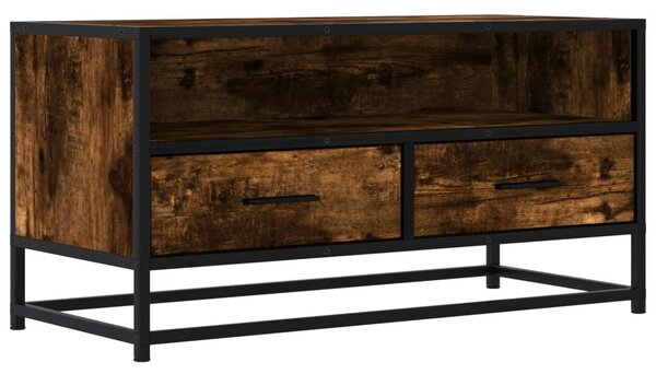 Füstös tölgy színű szerelt fa és fém TV-szekrény 80x34,5x40 cm