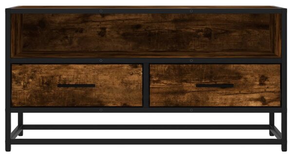 Füstös tölgy színű szerelt fa és fém TV-szekrény 80x34,5x40 cm