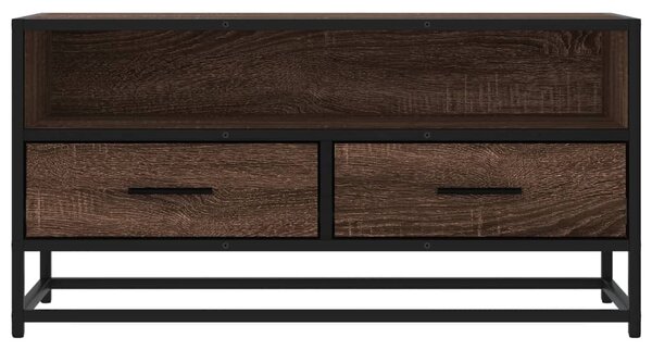 Barna tölgy színű szerelt fa és fém TV-szekrény 80x34,5x40 cm
