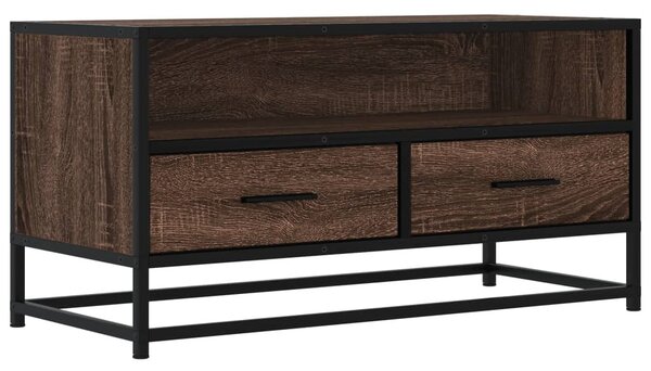 Barna tölgy színű szerelt fa és fém TV-szekrény 80x34,5x40 cm