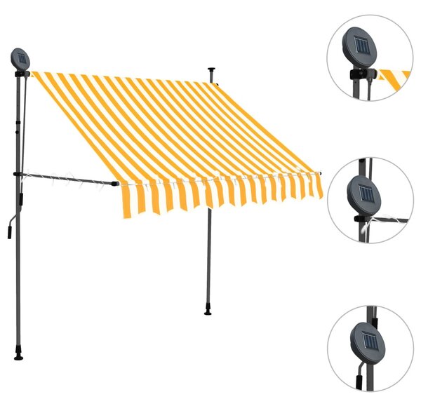 Fehér-narancssárga manuális LED-es napellenző 150 cm