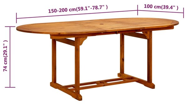 Tömör akácfa kerti asztal (150-200) x 100 x 75 cm