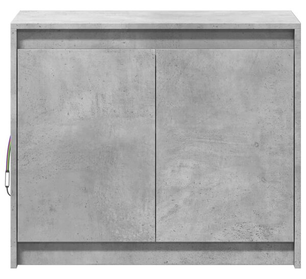 Betonszürke szerelt fa tálalószekrény LED-del 72 x 34 x 61 cm